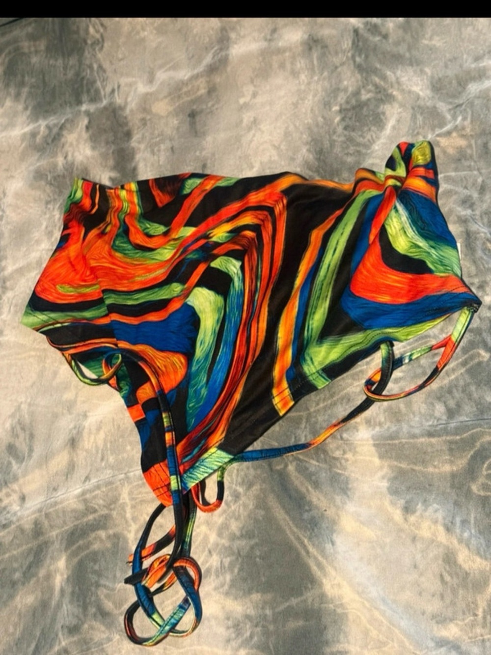 Multicolor Swirl Print Crop Top - Women's Strappy Summer Top